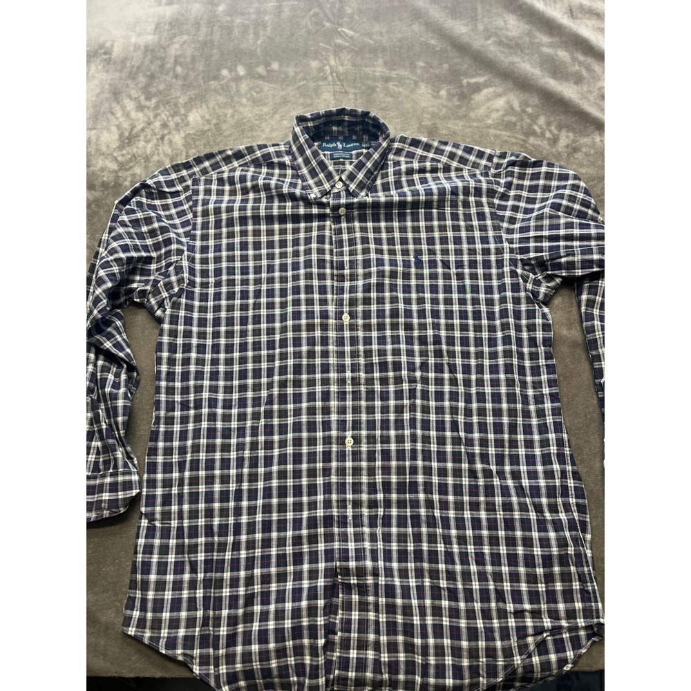 Ralph Lauren Yarmouth‎ Plaid Button Down Shirt  15.5 32 33 Cotton Long Sleeve